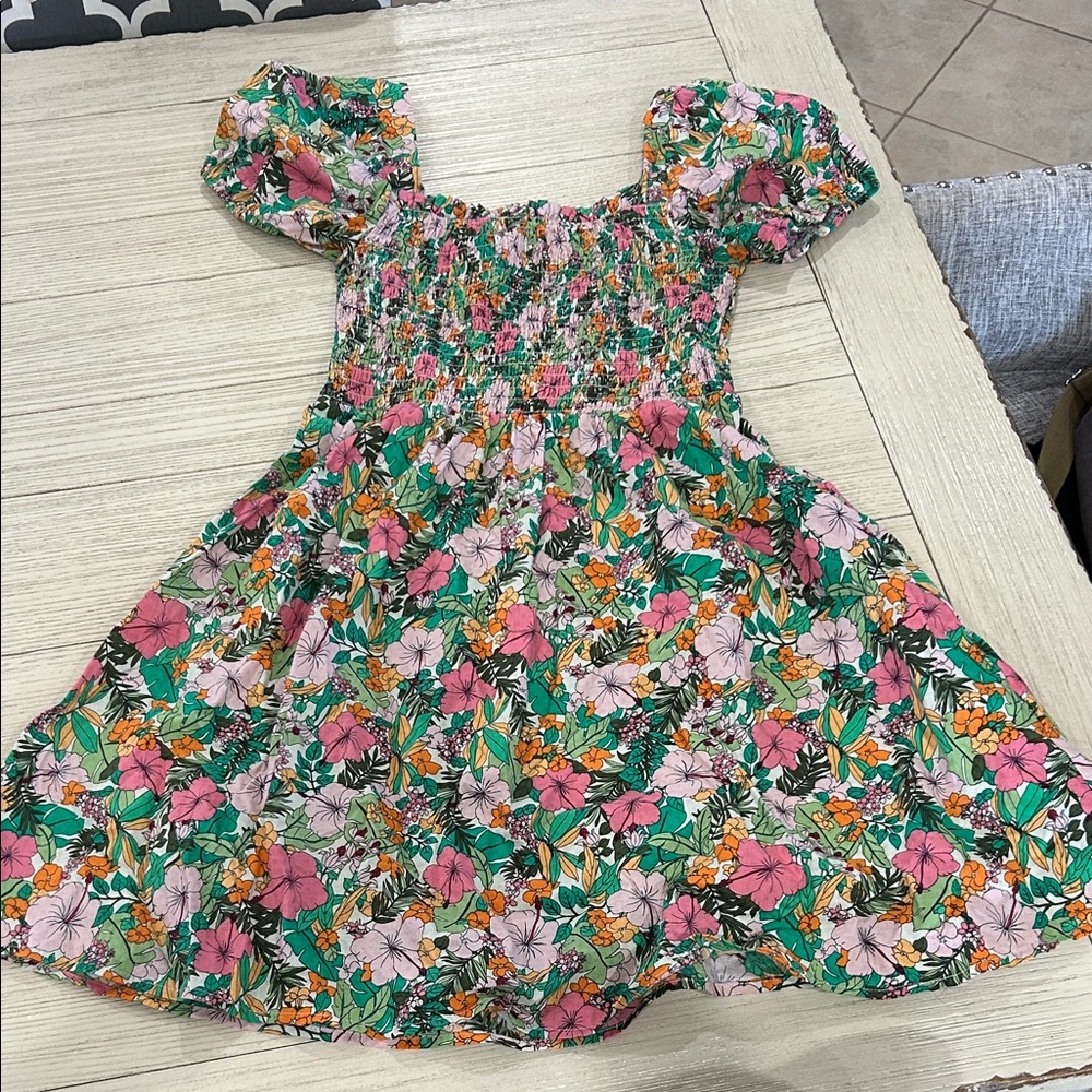 Floral Women’s Dress - Pink and Green